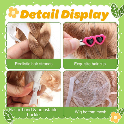 4 Pcs Porch Goose Wigs with Hair Clips, Cute Lawn Goose Statue Braid Wig, Porch Goose Outfits Costume for Outdoor Garden Patio Yard Goosey Decoration.