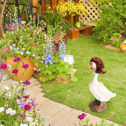 4 Pcs Porch Goose Wigs with Hair Clips, Cute Lawn Goose Statue Braid Wig, Porch Goose Outfits Costume for Outdoor Garden Patio Yard Goosey Decoration.