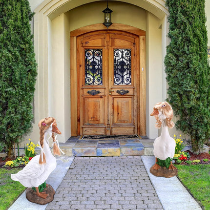 4 Pcs Porch Goose Wigs with Hair Clips, Cute Lawn Goose Statue Braid Wig, Porch Goose Outfits Costume for Outdoor Garden Patio Yard Goosey Decoration.