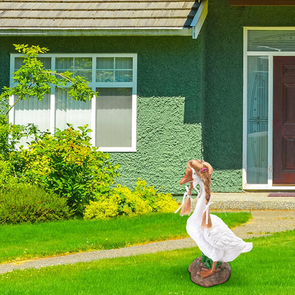 4 Pcs Porch Goose Wigs with Hair Clips, Cute Lawn Goose Statue Braid Wig, Porch Goose Outfits Costume for Outdoor Garden Patio Yard Goosey Decoration.