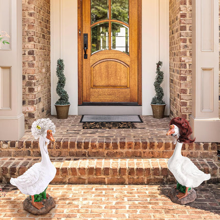 4 Pcs Porch Goose Wigs with Hair Clips, Cute Lawn Goose Statue Braid Wig, Porch Goose Outfits Costume for Outdoor Garden Patio Yard Goosey Decoration.