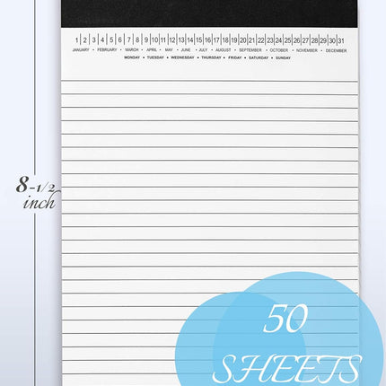 Small Legal Pads 5-3/4"x 8-1/2" Notepad with Date on Top, 50 Sheets, 6 Pack, White Lined Paper Mini Memo Pads, College Ruled Writing Pads for Office School.
