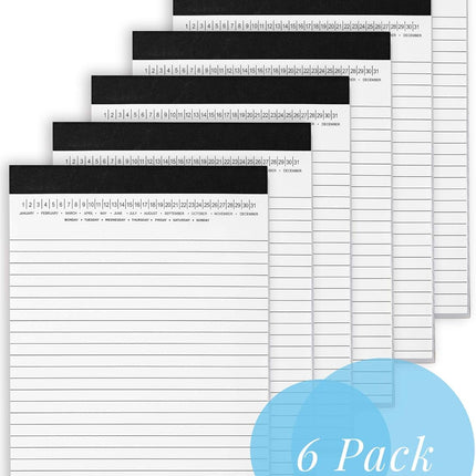 Small Legal Pads 5-3/4"x 8-1/2" Notepad with Date on Top, 50 Sheets, 6 Pack, White Lined Paper Mini Memo Pads, College Ruled Writing Pads for Office School.