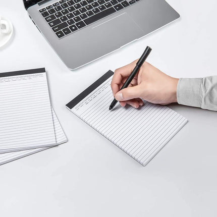 Small Legal Pads 5-3/4"x 8-1/2" Notepad with Date on Top, 50 Sheets, 6 Pack, White Lined Paper Mini Memo Pads, College Ruled Writing Pads for Office School.