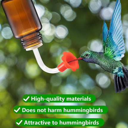 9 Pcs Hummingbird Feeder Tubes with Red Floral Tip, Bird Hummingbird Feeder Replacement Parts with 3 Brush, Outside Flower Bird Water Feeder Tubes Stoppers for Making Your Own Bird Feeders.