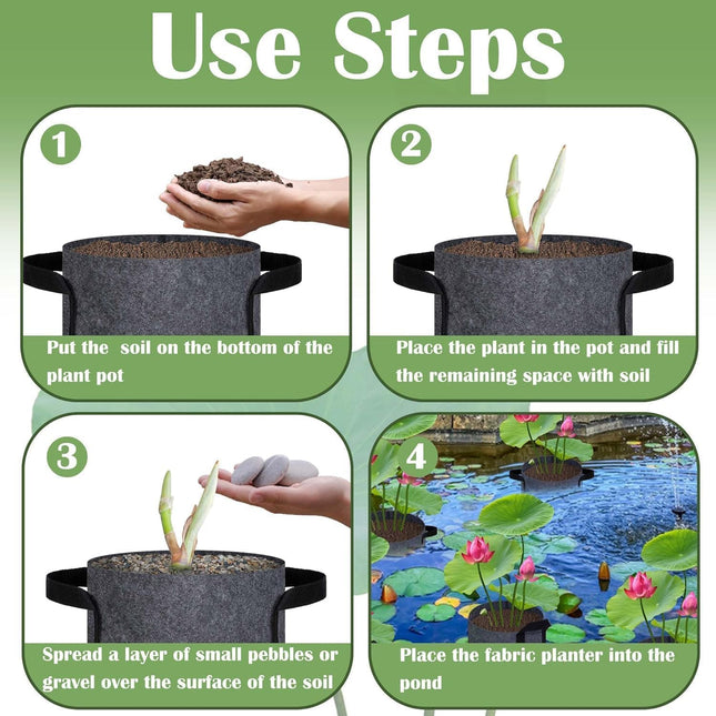 12 Pack Aquatic Plant Pots for Pond, Reusable Fabric Aquatic Plant Pots, Breathable Pond Plant Basket Grow Bags with Handles for Aquatic Plants, Bog Plant, Water Lily, Lotus, Flower (1 Gallon).