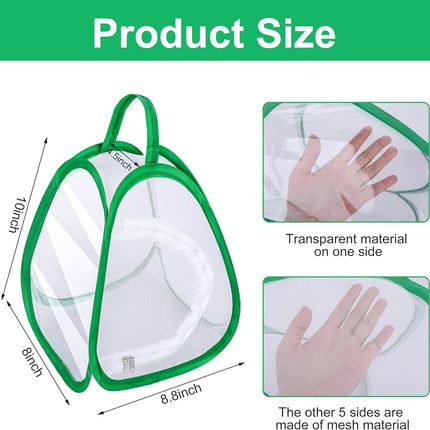 2 Pcs Mini Butterfly Habitat Cage- 10 x 8.8 x 8 Inch Collapsible Insect Mesh Cage- Portable Butterfly Net Habitat with Zipper for Transporting and Raising.