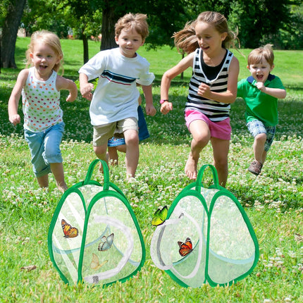 2 Pcs Mini Butterfly Habitat Cage- 10 x 8.8 x 8 Inch Collapsible Insect Mesh Cage- Portable Butterfly Net Habitat with Zipper for Transporting and Raising.