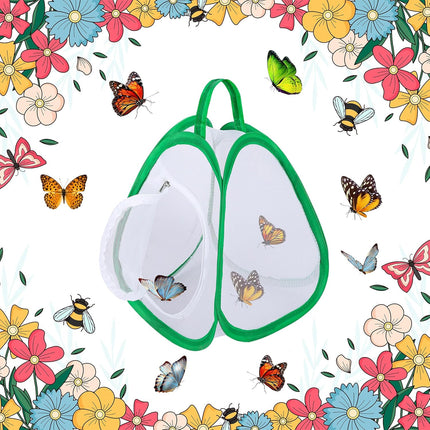 2 Pcs Mini Butterfly Habitat Cage- 10 x 8.8 x 8 Inch Collapsible Insect Mesh Cage- Portable Butterfly Net Habitat with Zipper for Transporting and Raising.