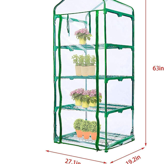 2 Pcs 4 Tier Greenhouse Replacement Cover- 27 x 19 x 63 Inch Clear PVC Plant Greenhouse Cover with Roll-Up Zipper Door for Gardening Plants Flowers (Frame Not Include).