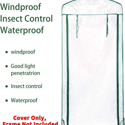 2 Pcs 4 Tier Greenhouse Replacement Cover- 27 x 19 x 63 Inch Clear PVC Plant Greenhouse Cover with Roll-Up Zipper Door for Gardening Plants Flowers (Frame Not Include).