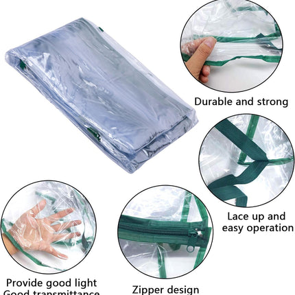 2 Pcs 4 Tier Greenhouse Replacement Cover- 27 x 19 x 63 Inch Clear PVC Plant Greenhouse Cover with Roll-Up Zipper Door for Gardening Plants Flowers (Frame Not Include).