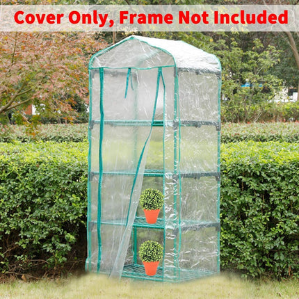 2 Pcs 4 Tier Greenhouse Replacement Cover- 27 x 19 x 63 Inch Clear PVC Plant Greenhouse Cover with Roll-Up Zipper Door for Gardening Plants Flowers (Frame Not Include).