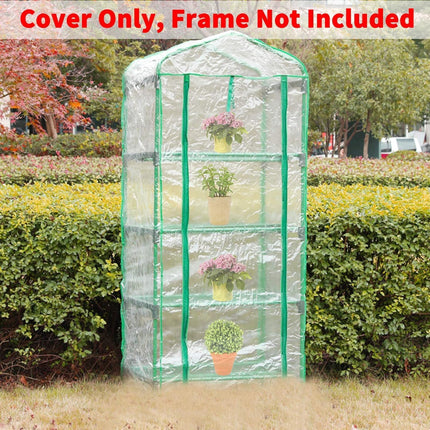 2 Pcs 4 Tier Greenhouse Replacement Cover- 27 x 19 x 63 Inch Clear PVC Plant Greenhouse Cover with Roll-Up Zipper Door for Gardening Plants Flowers (Frame Not Include).