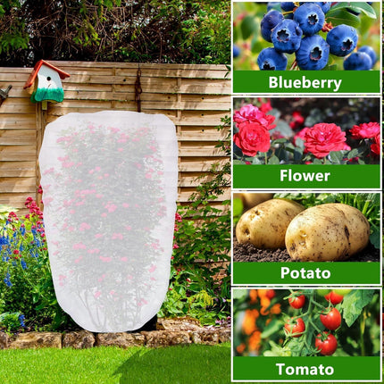 4 Pcs Garden Plant Shade Cover with Drawstring, 5 x 3.3 Ft Garden Shade Sun Protection Plant Covers, White Light Refraction Fruit Tree Sunshade Cloth for Protect Plants from Direct Sunlight.