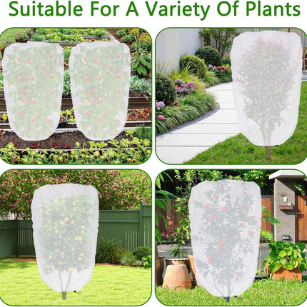 4 Pcs Garden Plant Shade Cover with Drawstring, 5 x 3.3 Ft Garden Shade Sun Protection Plant Covers, White Light Refraction Fruit Tree Sunshade Cloth for Protect Plants from Direct Sunlight.