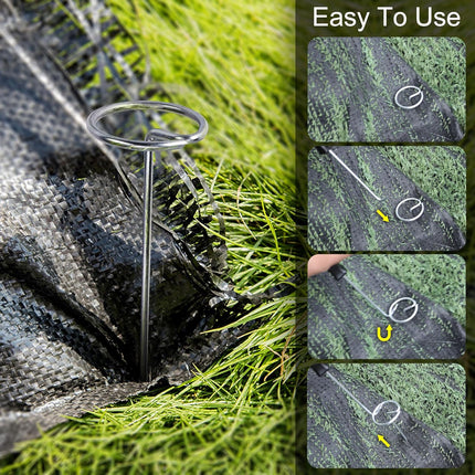 120 Pcs Garden Landscape Staples - 12 Gauge Circle Top Landscape Pins - 6 Inch Galvanized Landscape Pins Garden Stakes with 1Pc Nail Lifter for Securing Yard Garden Lawn Fabric Weed Barrier.