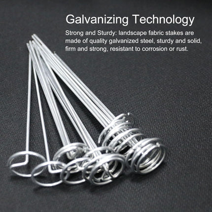 120 Pcs Garden Landscape Staples - 12 Gauge Circle Top Landscape Pins - 6 Inch Galvanized Landscape Pins Garden Stakes with 1Pc Nail Lifter for Securing Yard Garden Lawn Fabric Weed Barrier.