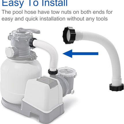 15.8" Pool Pump Replacement Hose- Salt Water Pump Hose for Above Ground Pool- Pool Sand Filter Pump Hose for Filter Pump and Saltwater Systems.
