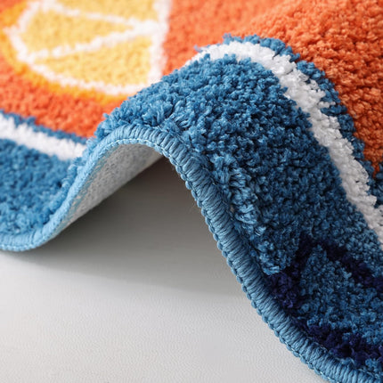Sardine Can Bath Mat, Blue Bathroom Rugs for Bedroom, Soft Washable Rug Non Slip Cute Kitchen Bath Mats for Bathroom Funny Cartoon Fish and Lemon.