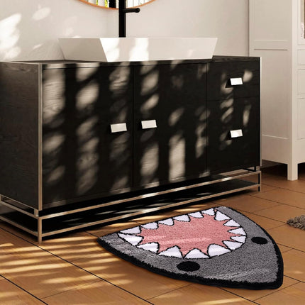 Bathroom Rug Bath Mat Shark Shaped Non Slip Bath Rug Extra Soft and Absorbent Microfiber Bath Rugs for Bathroom Floor Tub and Shower Dry Quickly.