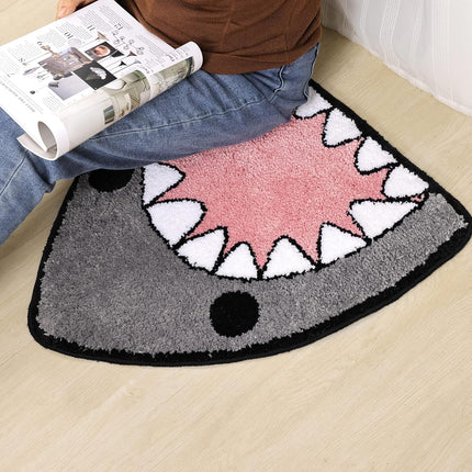 Bathroom Rug Bath Mat Shark Shaped Non Slip Bath Rug Extra Soft and Absorbent Microfiber Bath Rugs for Bathroom Floor Tub and Shower Dry Quickly.