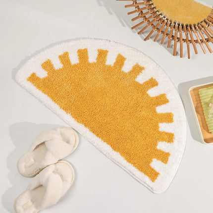 Bathroom Rugs Sun Bath Mat, Half Circle Cute Sunrise Bath Mat Soft and Fluffy, Water Absorbent Bath Rug Machine Washable Bathroom Mat.