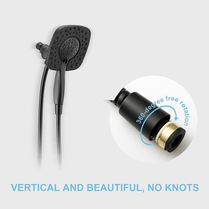 Shower Hose, Kink Free Stainless Steel Shower Hose Attachment Electroplating Handheld Shower Head Hose Flex Hoses Extension with Brass Insert & Nut for Pet Bathing Cleaning 60 in, Matte Black.