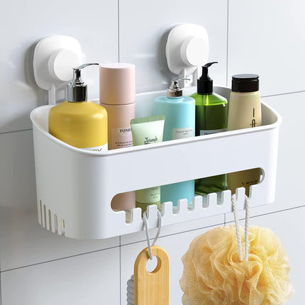 Suction Cup Shower Caddy - No Drilling Removable Shower Caddy - Powerful Suction Shower Organizer Max Hold 22lbs, Waterproof Suction Storage Basket for Bathroom & Kitchen.