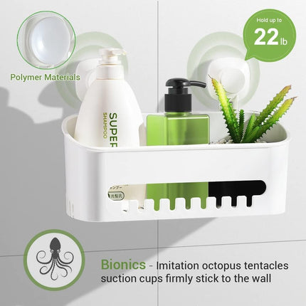 Suction Cup Shower Caddy - No Drilling Removable Shower Caddy - Powerful Suction Shower Organizer Max Hold 22lbs, Waterproof Suction Storage Basket for Bathroom & Kitchen.