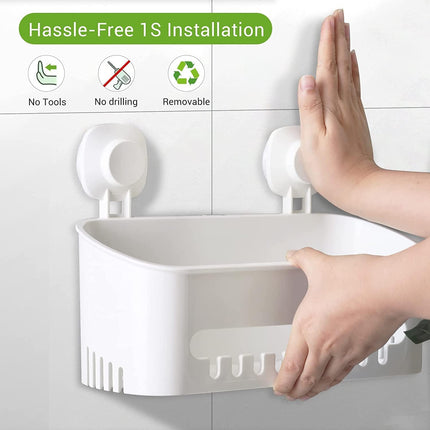 Suction Cup Shower Caddy - No Drilling Removable Shower Caddy - Powerful Suction Shower Organizer Max Hold 22lbs, Waterproof Suction Storage Basket for Bathroom & Kitchen.