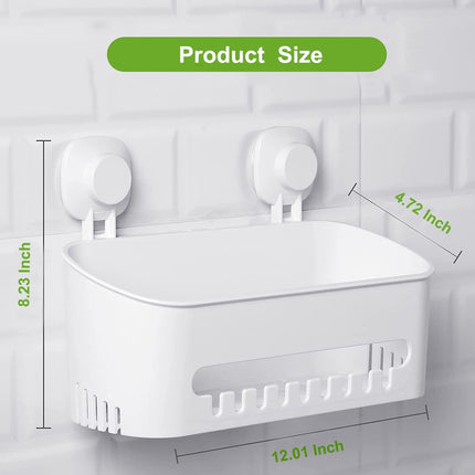 Suction Cup Shower Caddy - No Drilling Removable Shower Caddy - Powerful Suction Shower Organizer Max Hold 22lbs, Waterproof Suction Storage Basket for Bathroom & Kitchen.