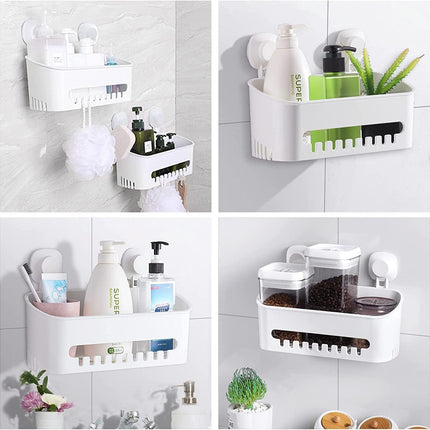 Suction Cup Shower Caddy - No Drilling Removable Shower Caddy - Powerful Suction Shower Organizer Max Hold 22lbs, Waterproof Suction Storage Basket for Bathroom & Kitchen.