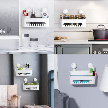Shower Caddy Suction Cup NO-Drilling Removable Shower Shelf Powerful Heavy Duty Hold up to 22lbs, Waterproof Storage Basket for Shampoo & Toiletries Bathroom & Kitchen Caddy Organizer.