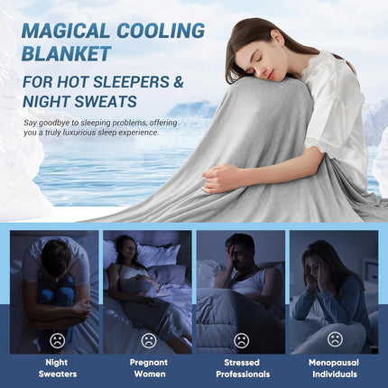 Cooling Blanket King, Arc-Chill Q-Max >0.5 for Hot Sleepers, Absorbs Heat to Keep Body Cool for Night Sweats, Lightweight Summer Cool Blankets for Sleeping, Gifts for Women & Men,Grey.