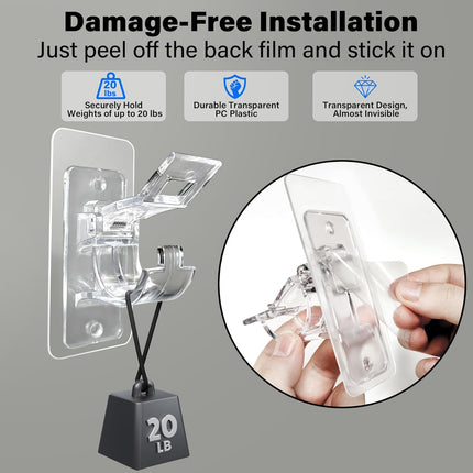 6-Pack No Drill Needed Curtain Rod Holders, Self Adhesive Rod Brackets for Smooth Walls, Multipurpose Nail-Free Stick on Curtain Rod Hooks, Screw Mount Curtain Hangers for Textured Surfaces.