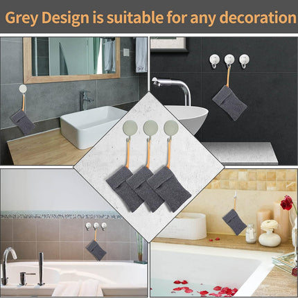 6-Pack Soap Pocket Exfoliating Soap Saver Pouch, Body Scrubber Rough Sponge Exfoliator for Bath or Shower, Gray Mesh Bar Soap Foam Lather Pouch.