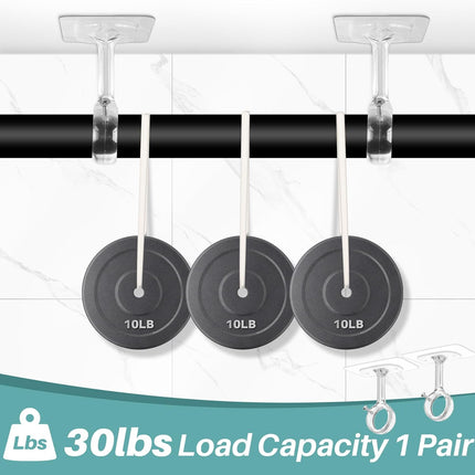 6-Pack No Drilling Ceiling Mounted Curtain Rod Brackets, Self Adhesive Curtain Rod Holder, Heavy Duty Stick No Wall Damage Rods Hanger Hooks for Home Renter Dorm Kitchen Bedroom Bathroom.