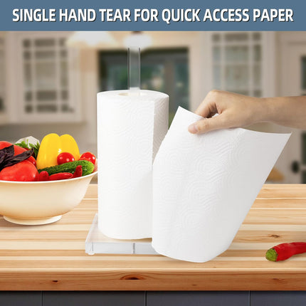Transparent Acrylic Paper Towel Stand Holder, Freestanding Tabletop Roll Paper Tower Holder, Countertop Paper Towel Dispenser for Kitchen, Bathroom, Coffee Table.