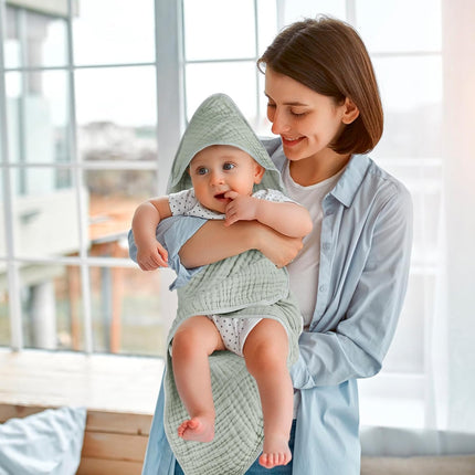 2 Pack Hooded Baby Towels, 100% Muslin Cotton Bath Towel for Babies, Newborn, Infant and Toddler, Absorbent Soft Baby Bath Towel with Hood, Boy and Girl Bath Essentials.