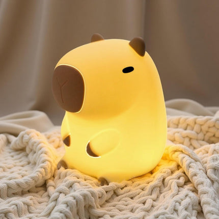 Capybara Night Light White Elephant Gifts - Rechargeable Silicone Touch Lamp, 2-Level Dimmable, 20-Min Timer, Safe Nursery Decor for Kids & Valentines Day Gifts.