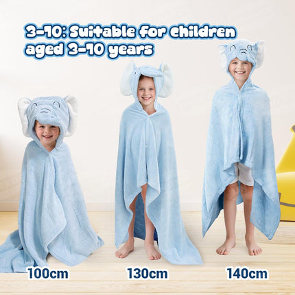 Blue Elephant Bath Hooded Towel for Kids,Extra Soft and Fast Drying Poncho for Toddlers Age 3-10,Kids Beach Hooded Towel Polyester Size 31 x 47 in,Machine Washable Poncho for Bath Beach Pool.