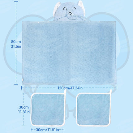 Blue Elephant Bath Hooded Towel for Kids,Extra Soft and Fast Drying Poncho for Toddlers Age 3-10,Kids Beach Hooded Towel Polyester Size 31 x 47 in,Machine Washable Poncho for Bath Beach Pool.