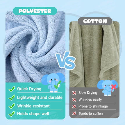 Blue Elephant Bath Hooded Towel for Kids,Extra Soft and Fast Drying Poncho for Toddlers Age 3-10,Kids Beach Hooded Towel Polyester Size 31 x 47 in,Machine Washable Poncho for Bath Beach Pool.