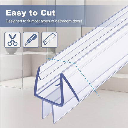 4-Pack Frameless Shower Door Bottom Seal for 3/8 Inch Thick Glass Doors – Stop Shower Leaks and Create a Water Barrier (3/8” x 39”).