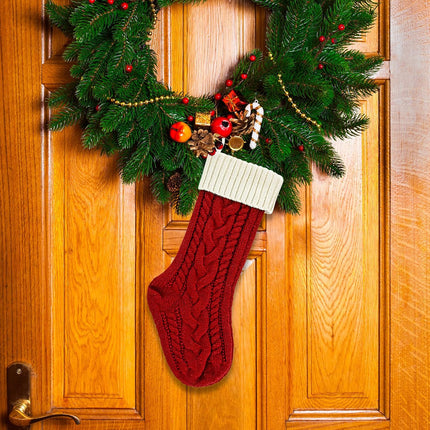 2 Pack 18" Personalized Christmas Stockings, 18inch Large Cable Knitted Xmas Hanging Stocking Decorations for Holiday Christmas Party Family Decor (Lvory/Burgundy).