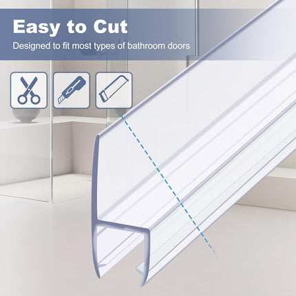 4-Pack Frameless Shower Door Side Seal for 3/8 Inch Thick Glass Doors – Stop Shower Leaks and Create a Water Barrier (3/8” x 39”).