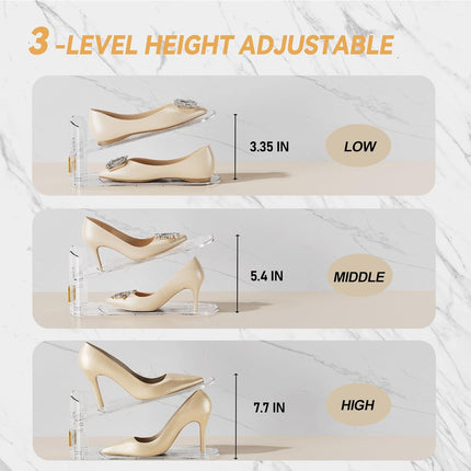 Shoe Slots Organizer for Closet, Shoe Stacker Organizer Double Layer Stack Shoe Rack, Shoe Display Shelf 50% Space Saver Storage Holder for Closet, 12PACK.