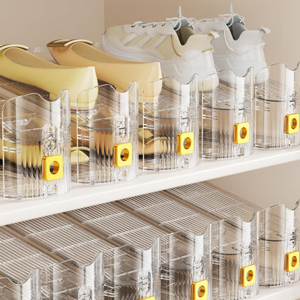 Shoe Slots Organizer for Closet, Shoe Stacker Organizer Double Layer Stack Shoe Rack, Shoe Display Shelf 50% Space Saver Storage Holder for Closet, 12PACK.