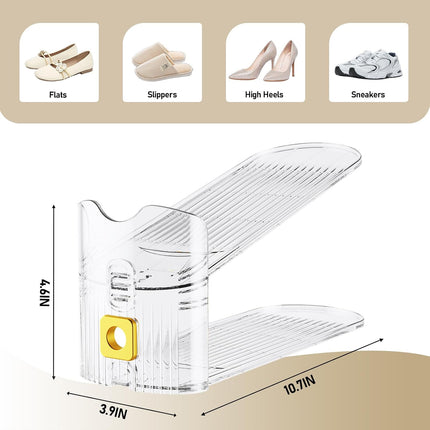Shoe Slots Organizer for Closet, Shoe Stacker Organizer Double Layer Stack Shoe Rack, Shoe Display Shelf 50% Space Saver Storage Holder for Closet, 12PACK.
